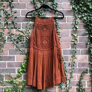 Free People Rust Crochet Emily Dress